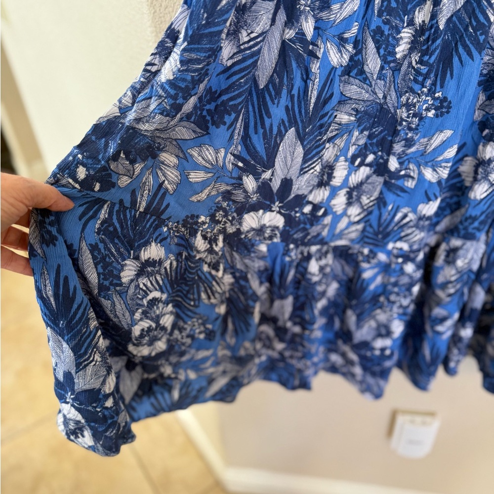 Blue Floral Midi Sundress with Spaghetti Straps - Picture 3 of 5